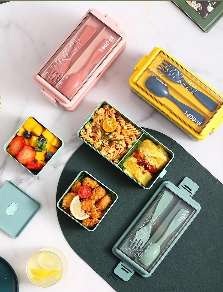 1400ml Microwave Safe Lunch Box Set Leakproof Children's Lunch Box
