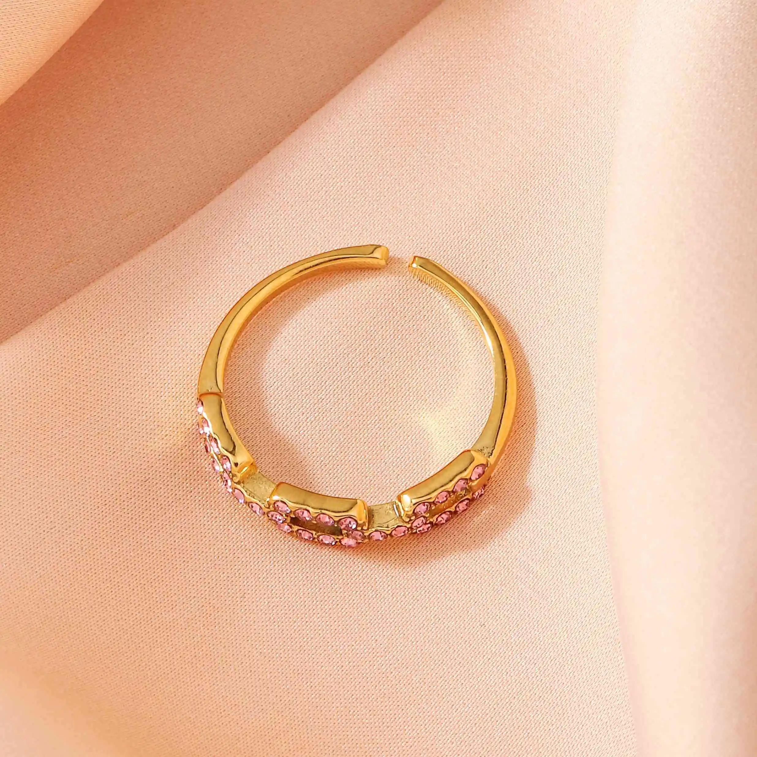 Ruigang Customized Buckle Link Chain Ring Female Geometry Ring18k Gold