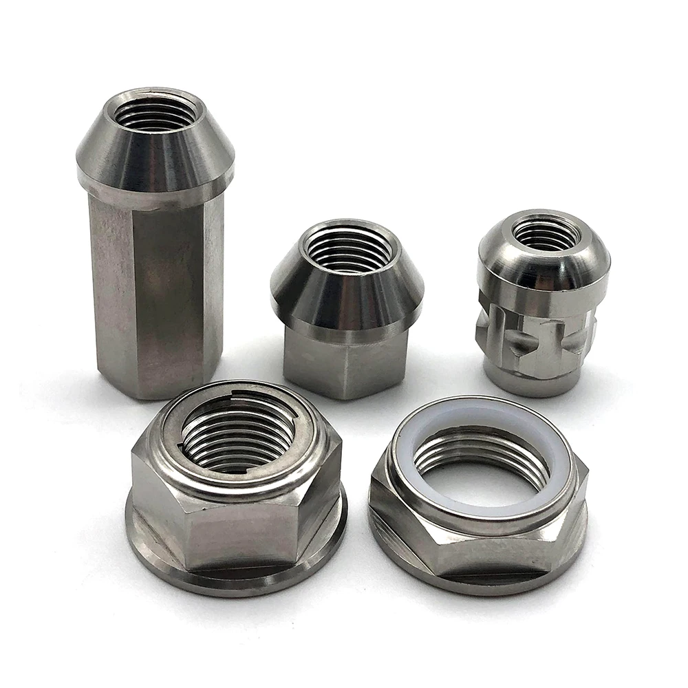 CNC High strength custom M5 M6 M8 M10 hexagon milled flange GR5 Ti-6al-4v color nuts for motorcycle