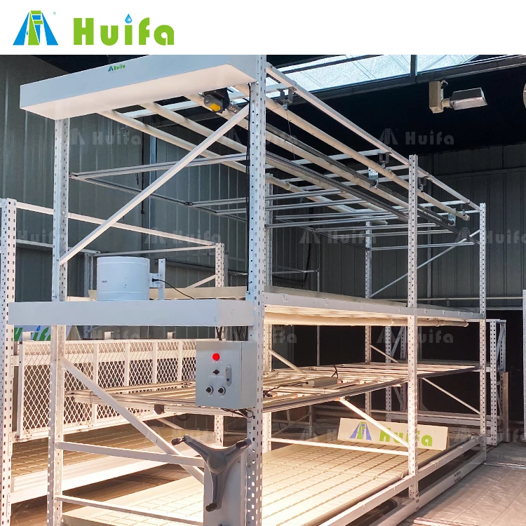 Hydroponic Pot Plant System Vertical Grow Rack Microgreen Growing Racks and Flow Rolling Bench