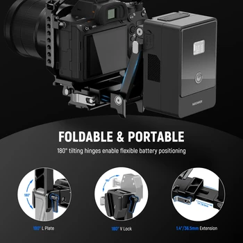NEEWER PS013 Foldable V Mount Battery Plate with Arca Type QR Plate for PD Quick Release Plate RS3 Pro Gimbal & Tripod product image