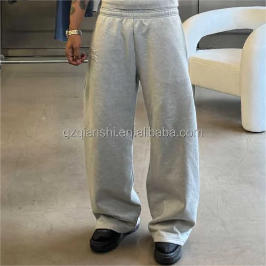 Custom Stacked Wide Leg Sweatpants Trousers Jogging Sweat Pants Men French Terry Track Pants Flare Straight Leg Baggy Sweatpants