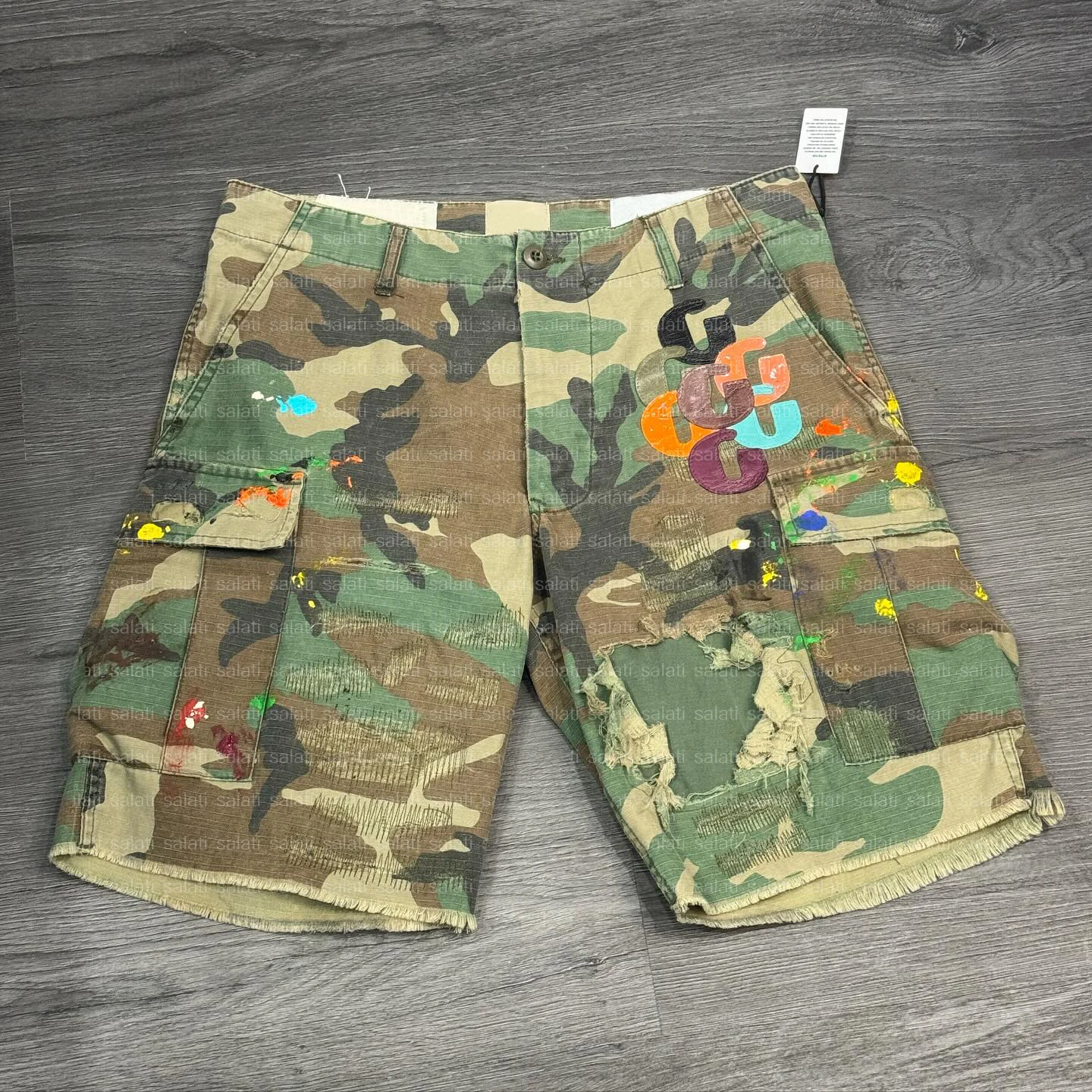 Custom Designer Streetwear Summer Casual Embroidery Patch Printed Utility Baggy Trousers Camouflage Camo Cargo Shorts for Men gallery 3