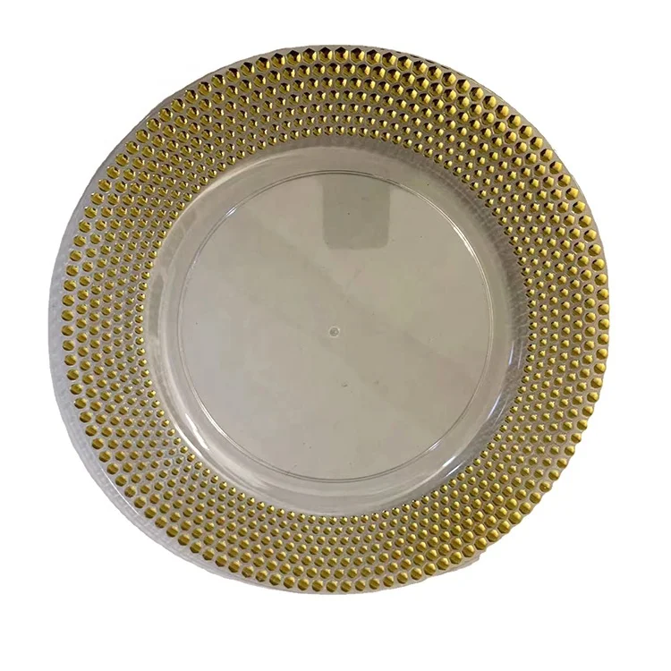 Charger Plate With Gold Texture Border Round Wedding Birthday Banquet