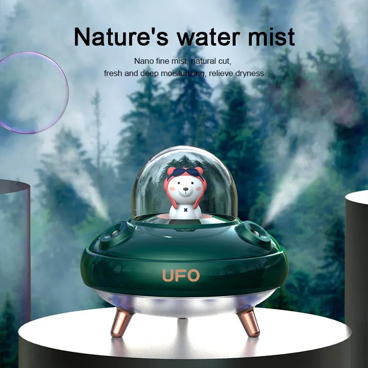 Innovative Air Humidifiers 400ml Bear Diffuser Car Mini Portable Cute H2o Spray Mist Humidifier with Night Light