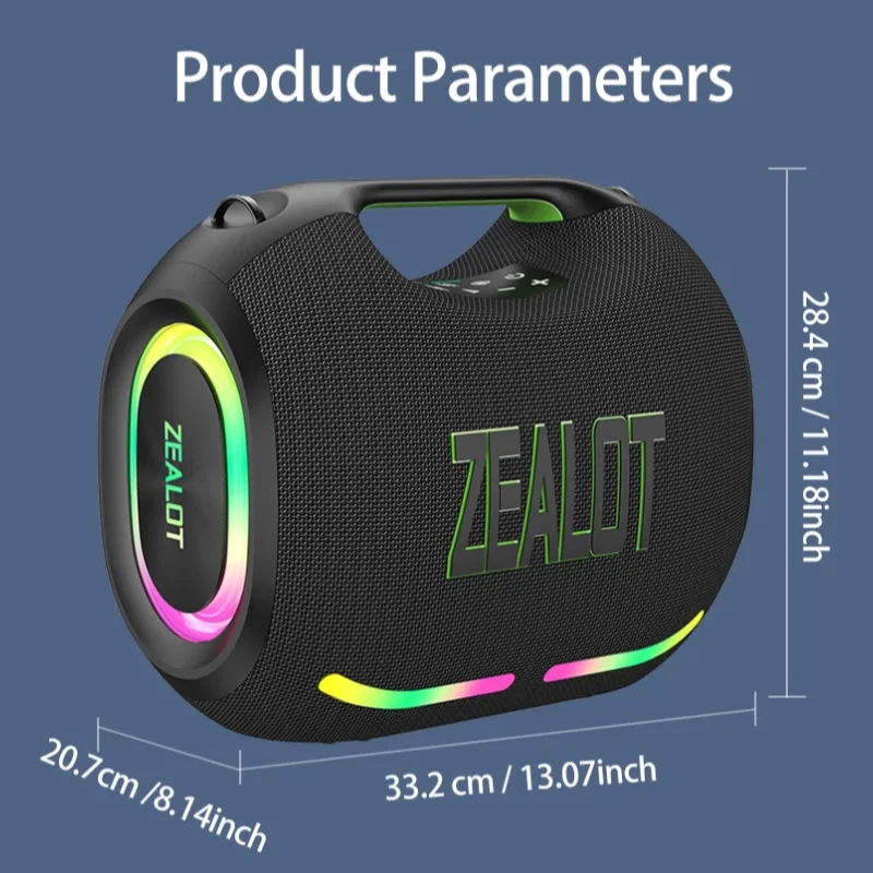 ZEALOT-ZE01 120W ワイヤレススピーカー Zealot ZE01 120W Wireless Speaker With Carry Handle, TWS