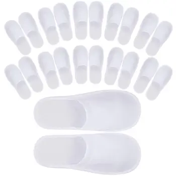 24 Pair Disposable Slippers Non-slip Closed Toe Spa Slippers for Hotel Travel Guest and Home White