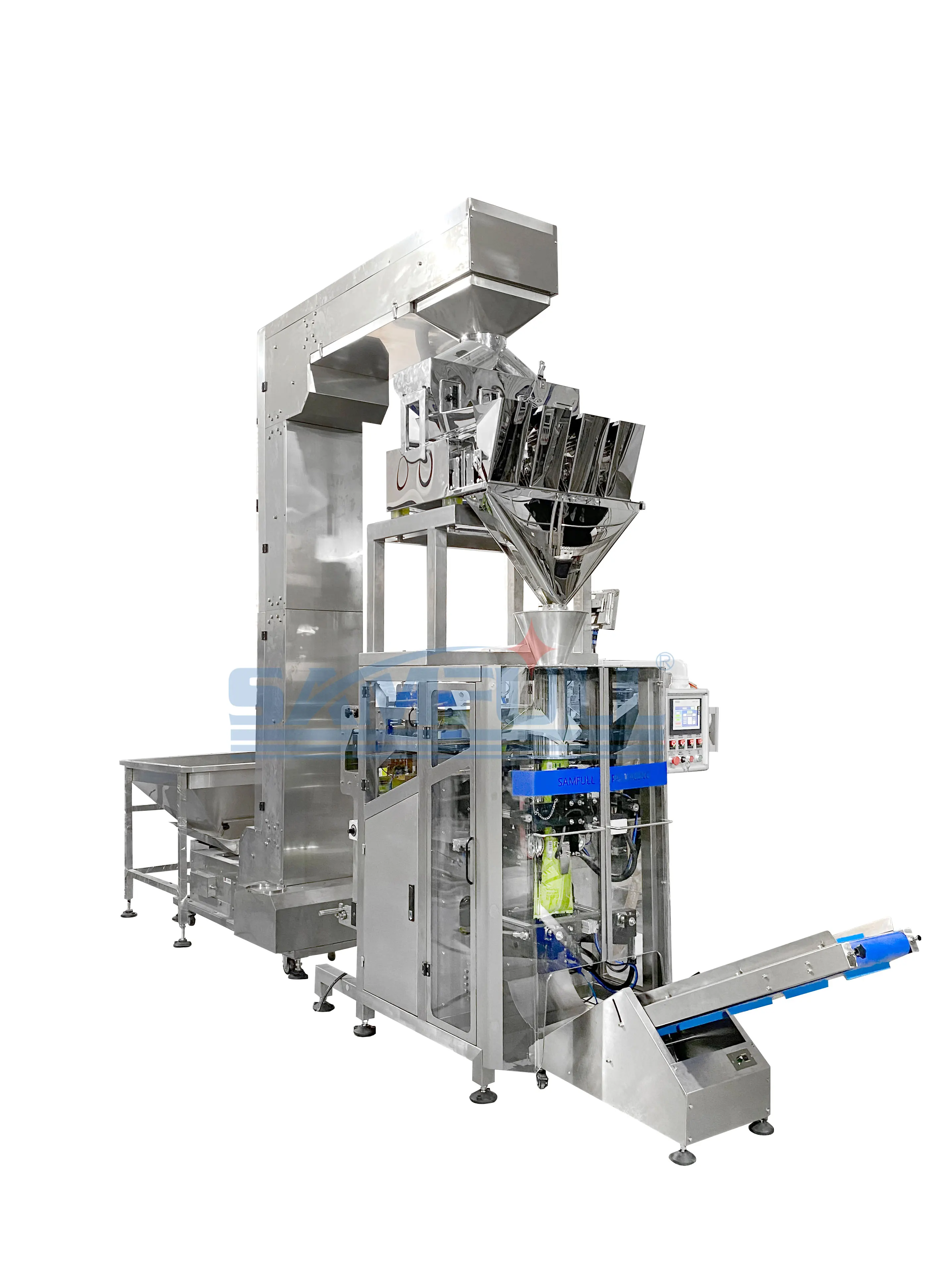 Automatic Vertical Ffs Linear 2 Head 4 Head Weigher Oat Beans Salt Sugar Rice Grain Packaging Machine 500g 1kg Packing Machine