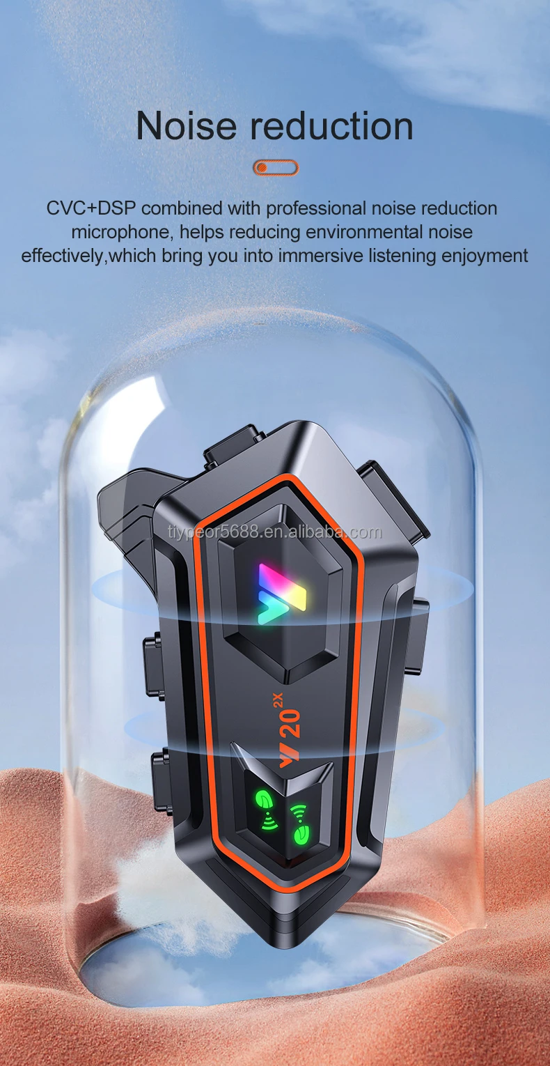 product tiypeor motorcycle helmet bluetooth interconnect earphone long battery headset for 2 riders 1000 meters intercom waterproof ipx6-7