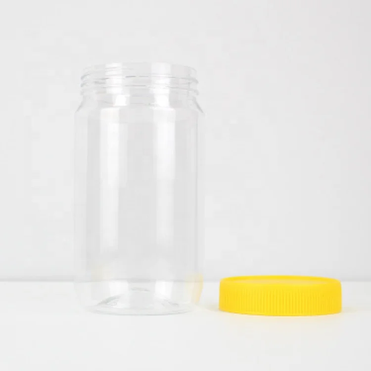 Jar Jar Eco-friendly Customizable Home 1000ml Round Transparent Gold Lid Plastic Cookie Jars