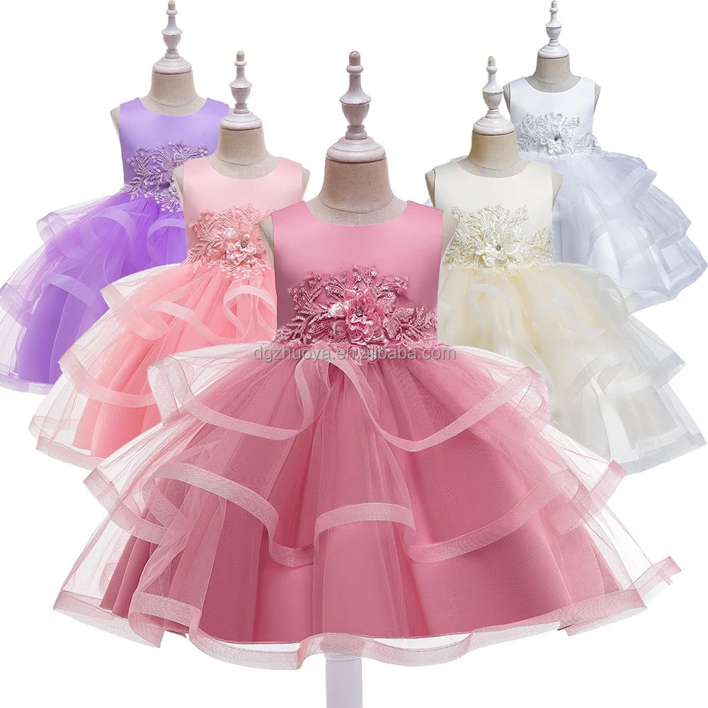 Children's Girls Wedding Gown Dress Princess Evening Party Dress Flower ...