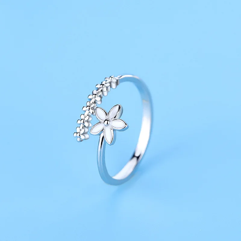 Simple Fashion Flower Index Finger Ring Resizable Opening Rings Student Jewelry Wholesale