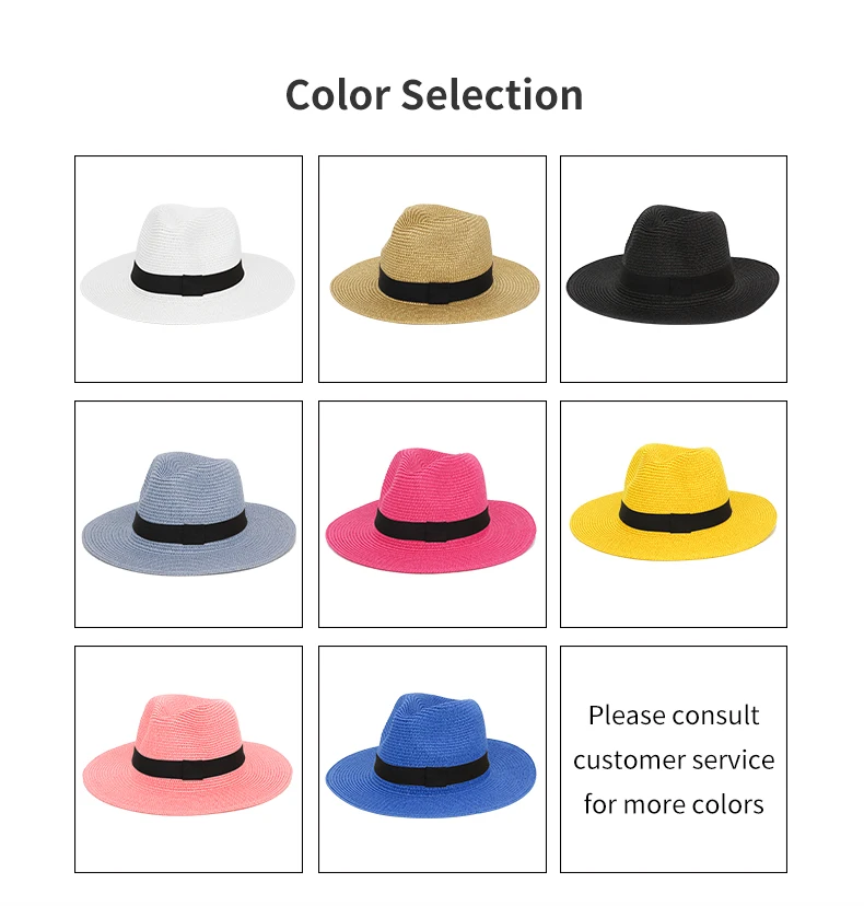 Wholesale custom logo womens mens wide brim panama straw hats fedora summer fishing beach sun hats upf straw hat for women