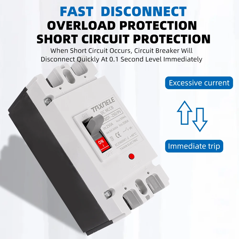 Solar Molded Case DC Circuit Breaker MCCB Overload Protection Switch Protector Photovoltaic PV 150A 250A 2P Battery Isolator