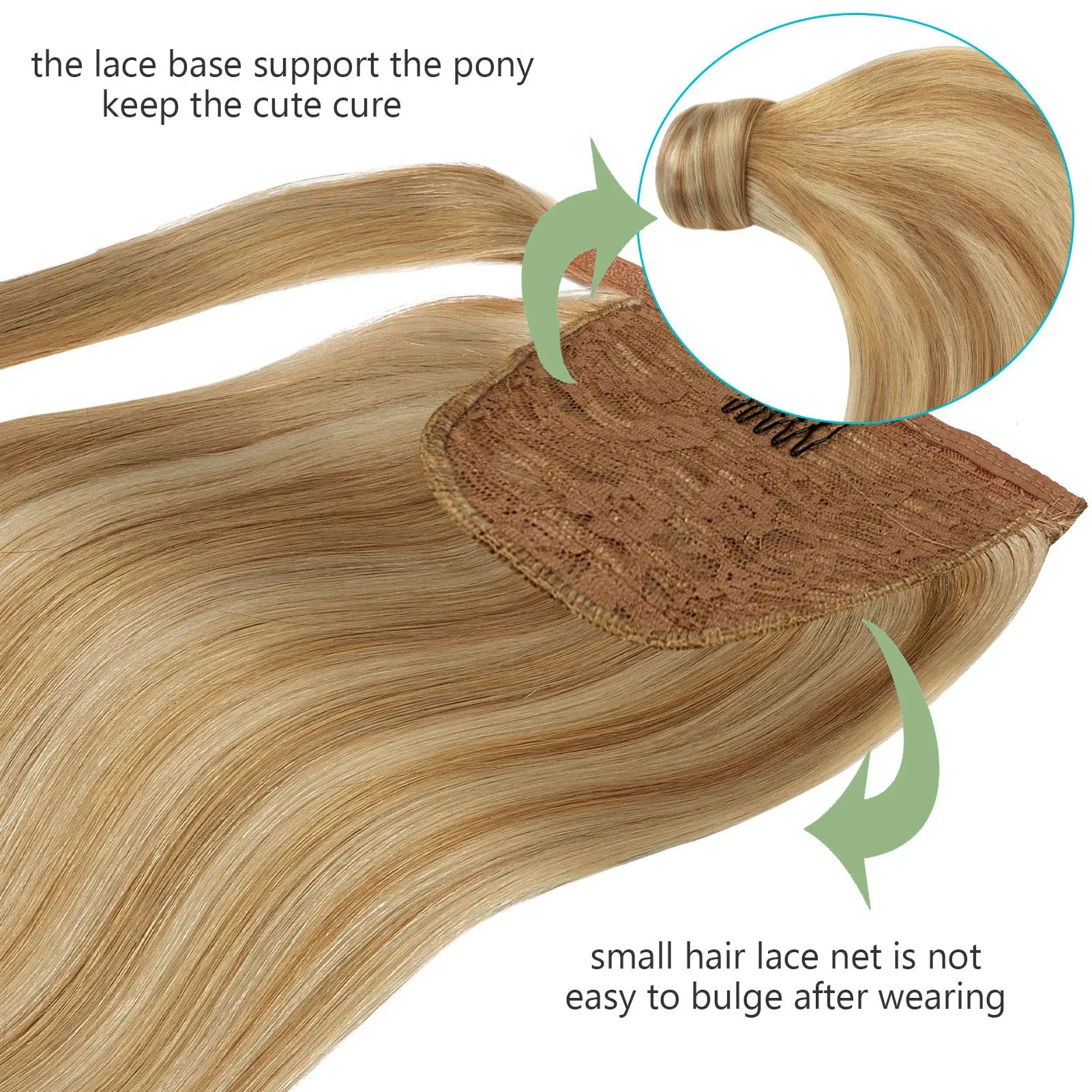 Extension per coda di cavallo con capelli umani, avvolgenti, #P8/613, con clip colorate, capelli Remy, 16-26 pollici, 1 pezzo_voghion.com