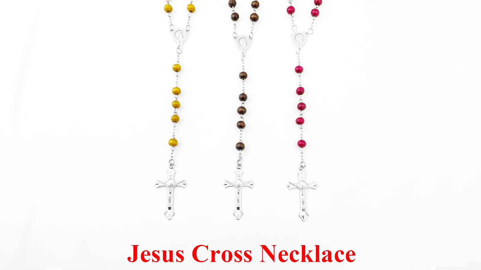Produktbild von Rosenkranz Rosary Halskette Perlen Mit Jesus Kreuz Anhänger (Neu Und