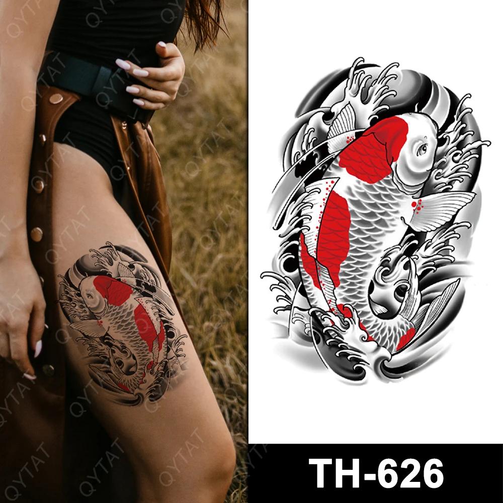 alta calidad hombres mujeres cuerpo arte brazo pierna lavable temporal koi  peces tatuajes/tatuajes