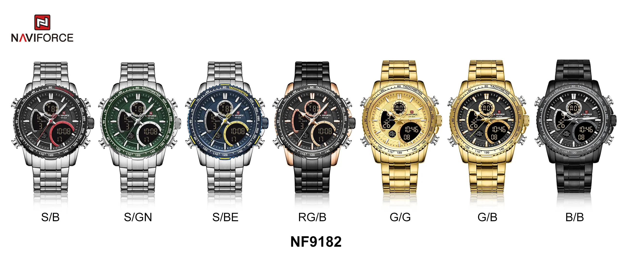 NAVIFORCE 9182 Watch for Men Luxury Brand LED Digital Wristwatch Sport Quartz Male Waterproof Luminous Clock Relogio Masculino