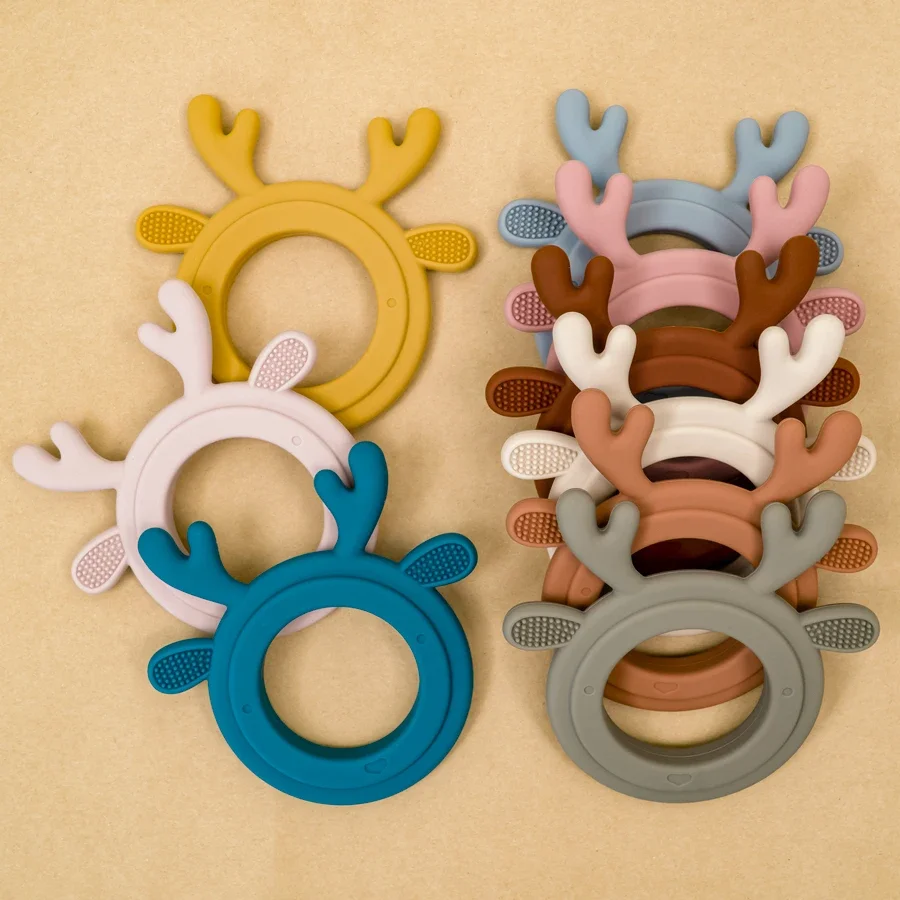product exquisite workmanship silicone wood teethers non toxic antler shape molar toy soft baby molar toy in whale design-5