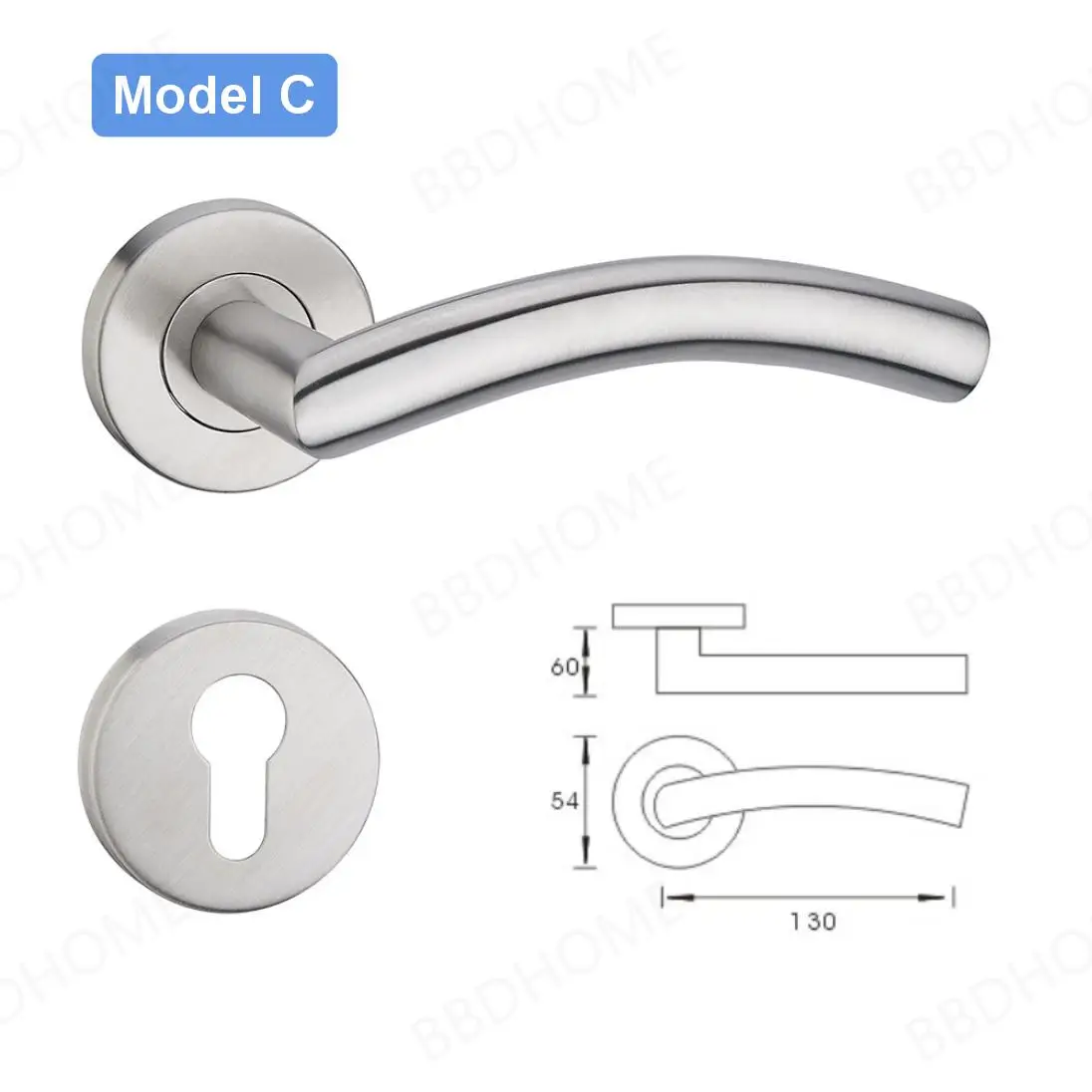 BBDHOME High Quality SS Key Bathroom Escutcheon Stainless Steel Lever Lock Mechanic Door Handle