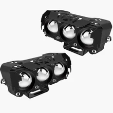 Shingel Mini LED Headlight Driving Lights Three Eye Lens Work Light Fog DRL Bulb IP67 Car Truck Aluminum Motorcycle Spotlights
