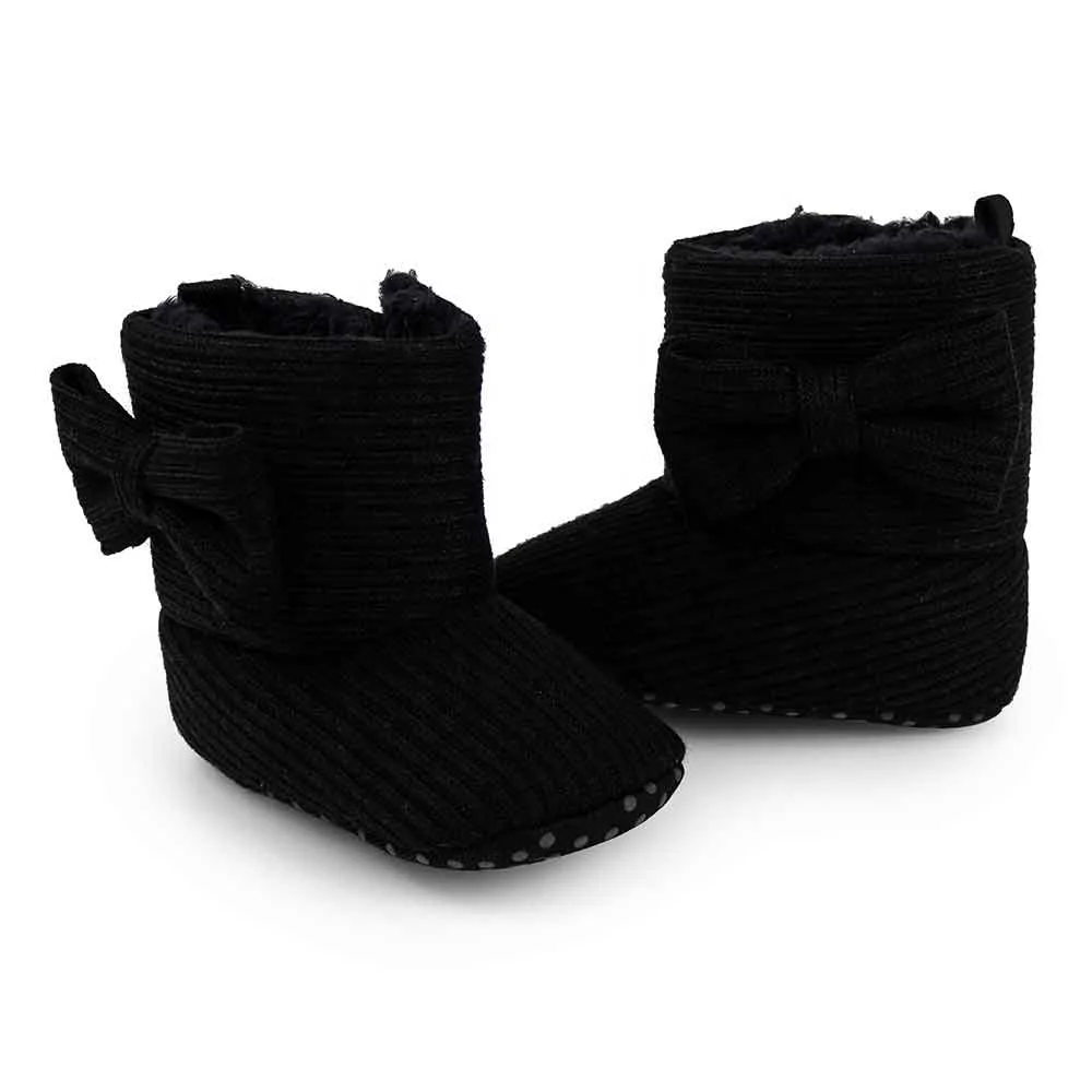 Незаменимые вязаные детские ботинки, зимняя мягкая обувь для маленьких девочек с бантом