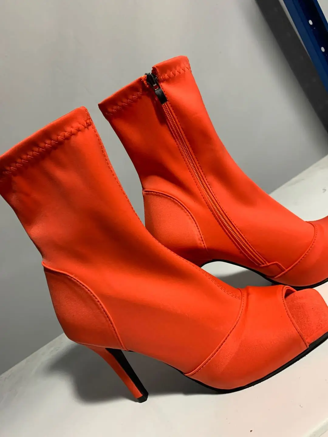 Chelsea Boots Orange Booties Heels Cowboy Boots Neon Orange