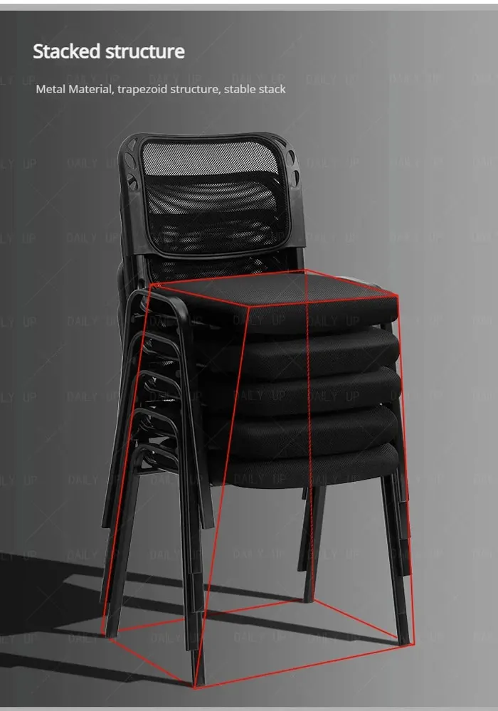Stackable Upholstered Mesh Office Chair Ergonomic Padded Conference Chair With Breathable Backrest Thickened Sponge Cushion