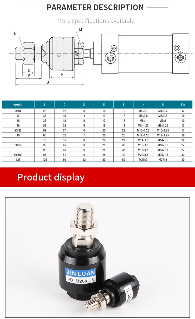 Ja Series Connector Pneumatic Air Cylinder Swing Universal Floating