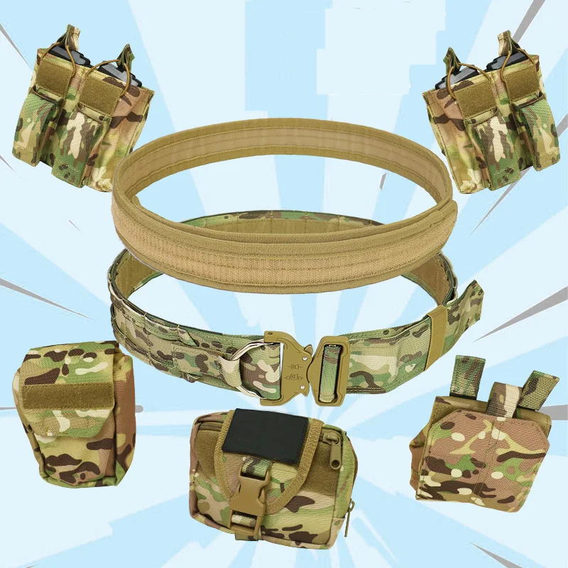 Outdoor Nylon Detachable Adjustable Waist Belt Set with Multifunctional Combination Patrol Waist Belt