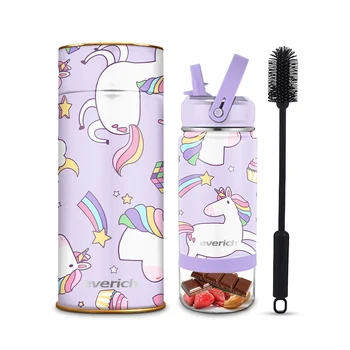 Custom BPA Free 14oz 400ML Stainless Steel Cute Insulated Kids Water Bottle with Straw Lid