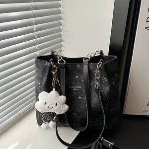 Large Capacity Tote Bag with Pendant 2026 Autumn/Winter New Shoulder Bag PU Leather Handbag for Women