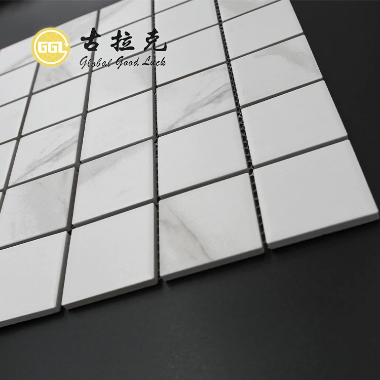 Ceramic White Square Mosaic Tile Backsplash Bathroom Mosaic Wall Tiles details