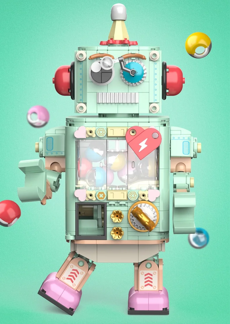 JK8218 Gashapon Machine Robot Decorative Assembly Building Block