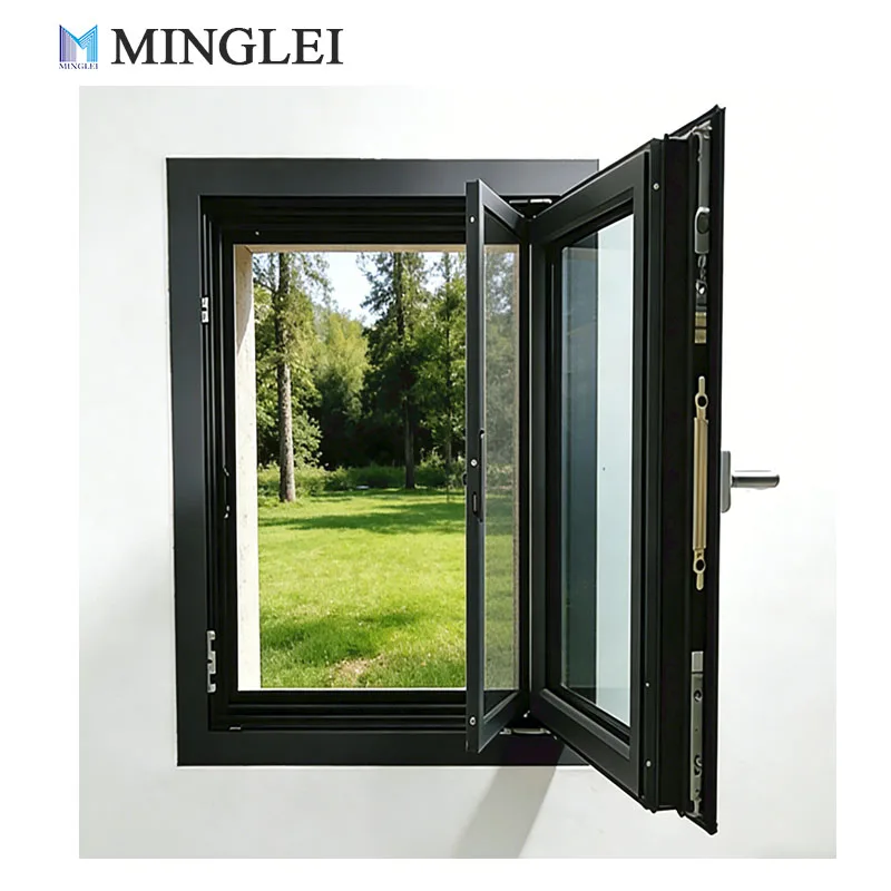 Produsen Jendela Kusen Aluminium MINGLEI yang Disesuaikan dan Pintu Prefabrikasi, Pasokan Jendela Ayun dengan Kaca Tiga Lapis