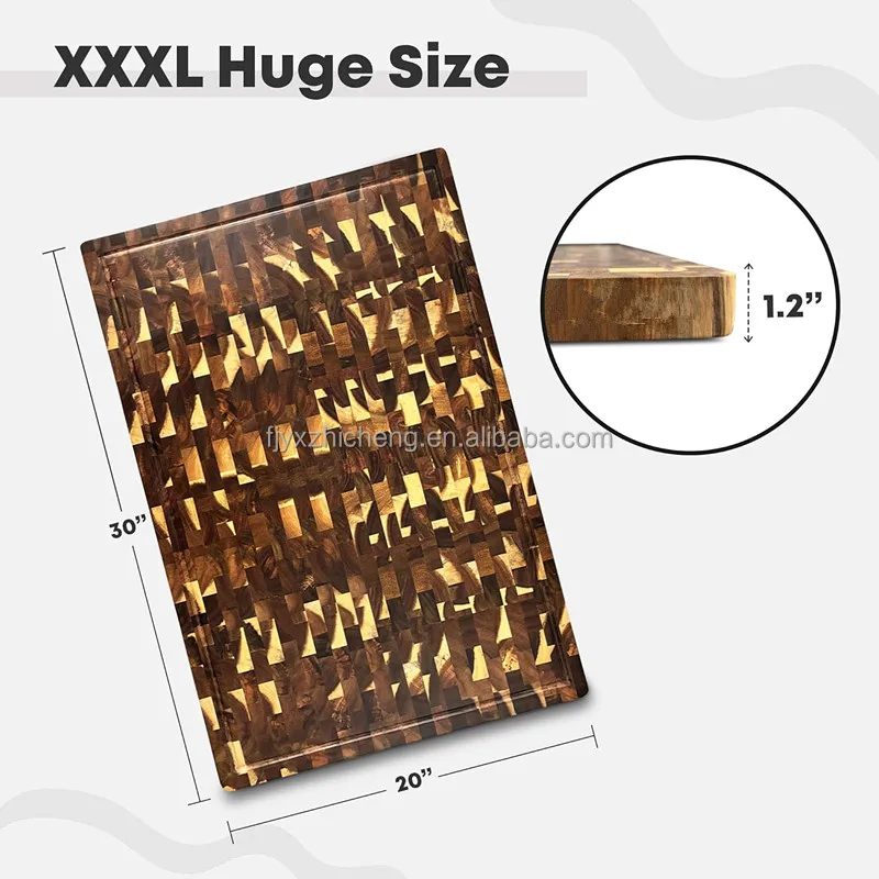 product acacia wood end grain cutting board extra large heavy duty butcher block stove cover noodle board meat chopping-3