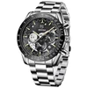 3 Black Dial Yellow Scale -- Stainless Steel Strap