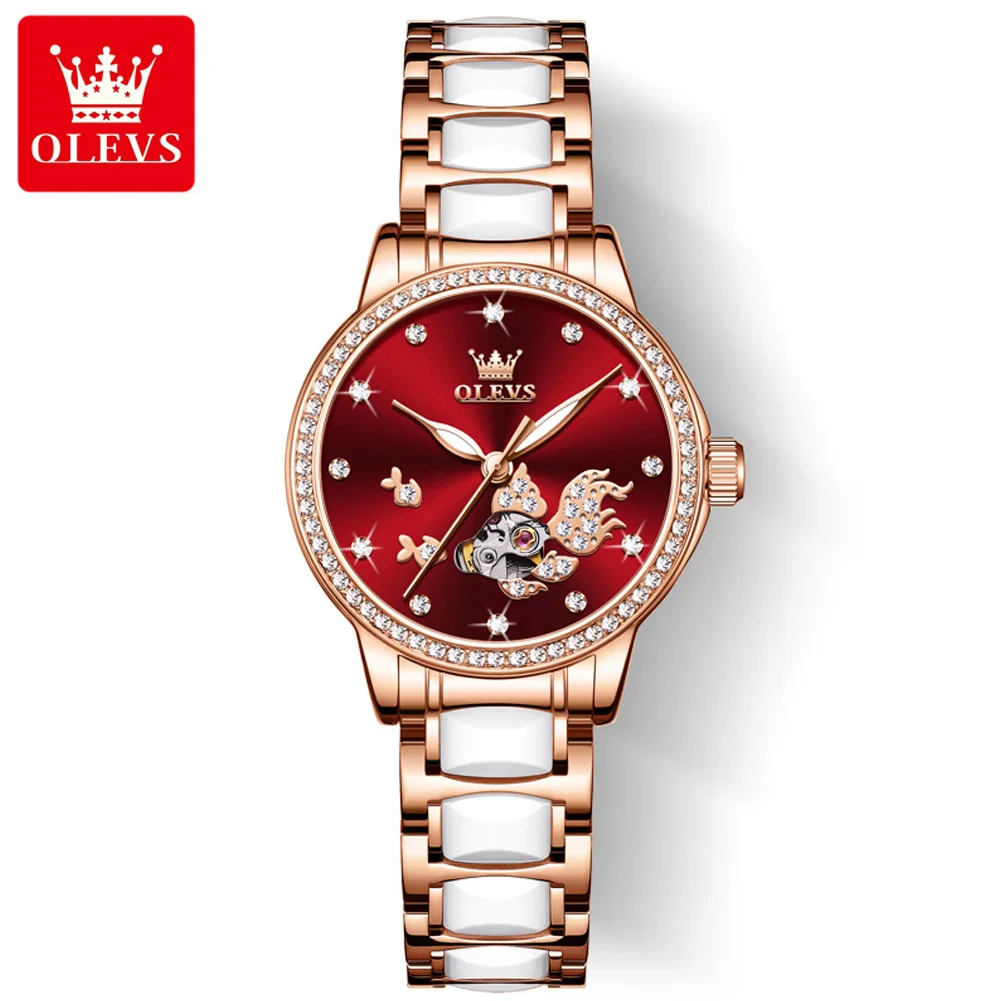 OLEVS Watch Woman Elegant Chinese Lady Mechanical Timepiece