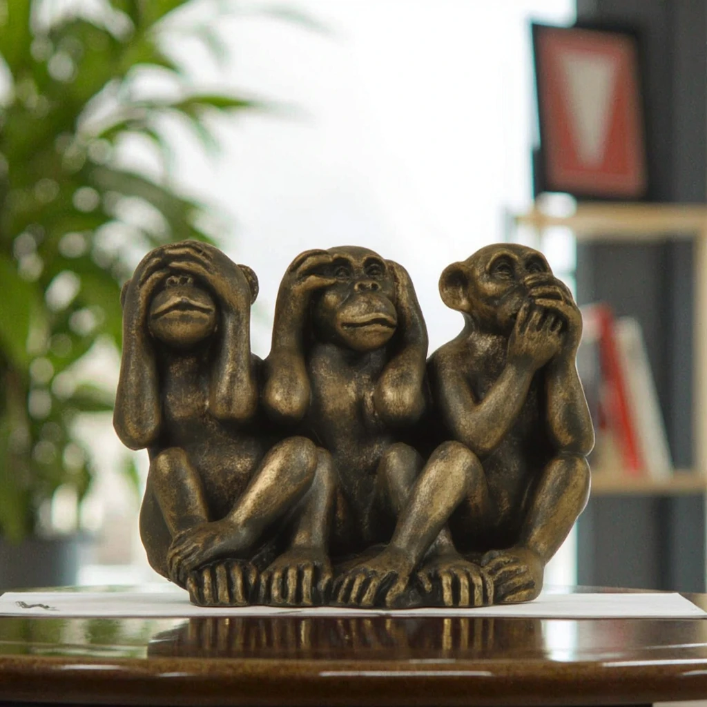 Three Wise Monkeys 2.17'' Statue Hear-No, See-No, Speak-No Evil Monkeys for Home Decoration Resin Crafts