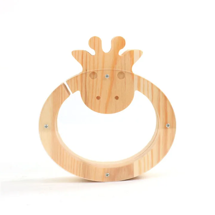 Персонализированная Милая корова Копилка сосновая древесина с кристаллом акриловая круглая форма