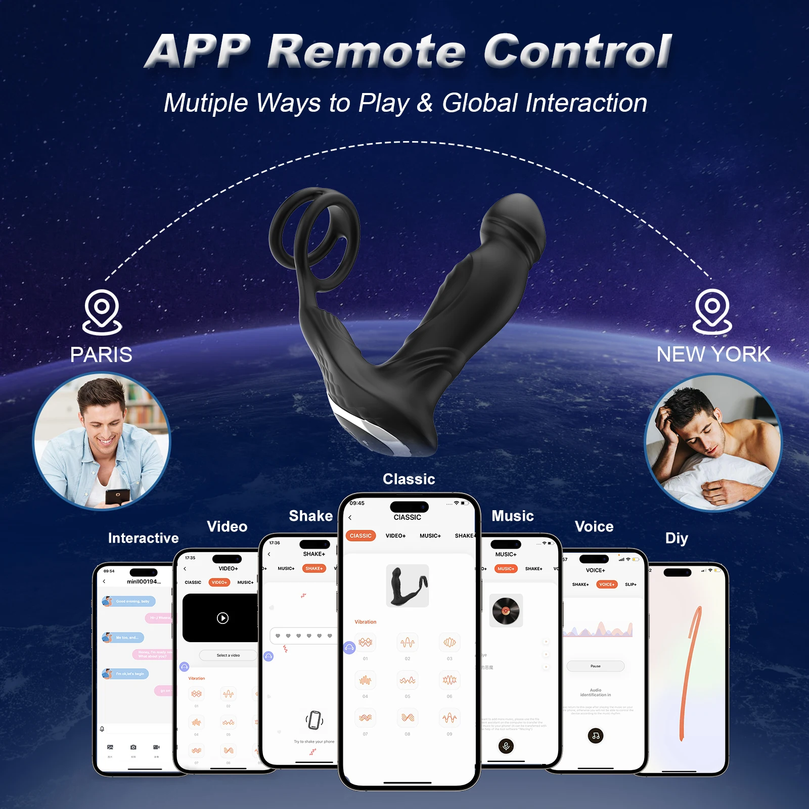 APP Control Soft Silicone Skin-friendly Adult Product Gay Anus Toys 9 Vibration Modes Anal Butt Plug Vibrator Cock Rings