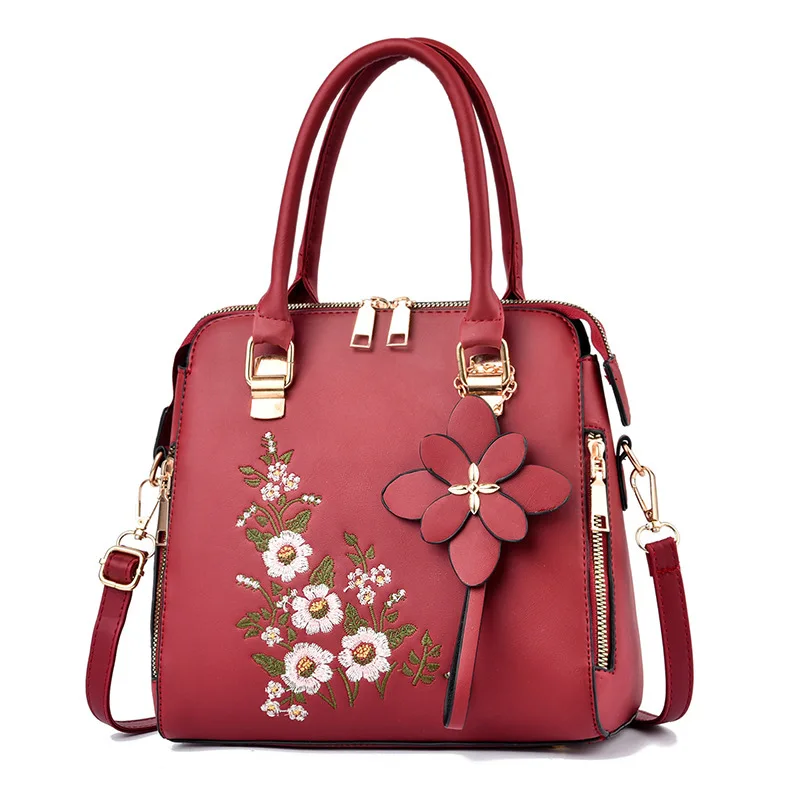 Embroidered Crossbody Handbag For Women - Floral Shoulder Purse With Adjustable Strap, Multiple Pockets - Lightweight PU