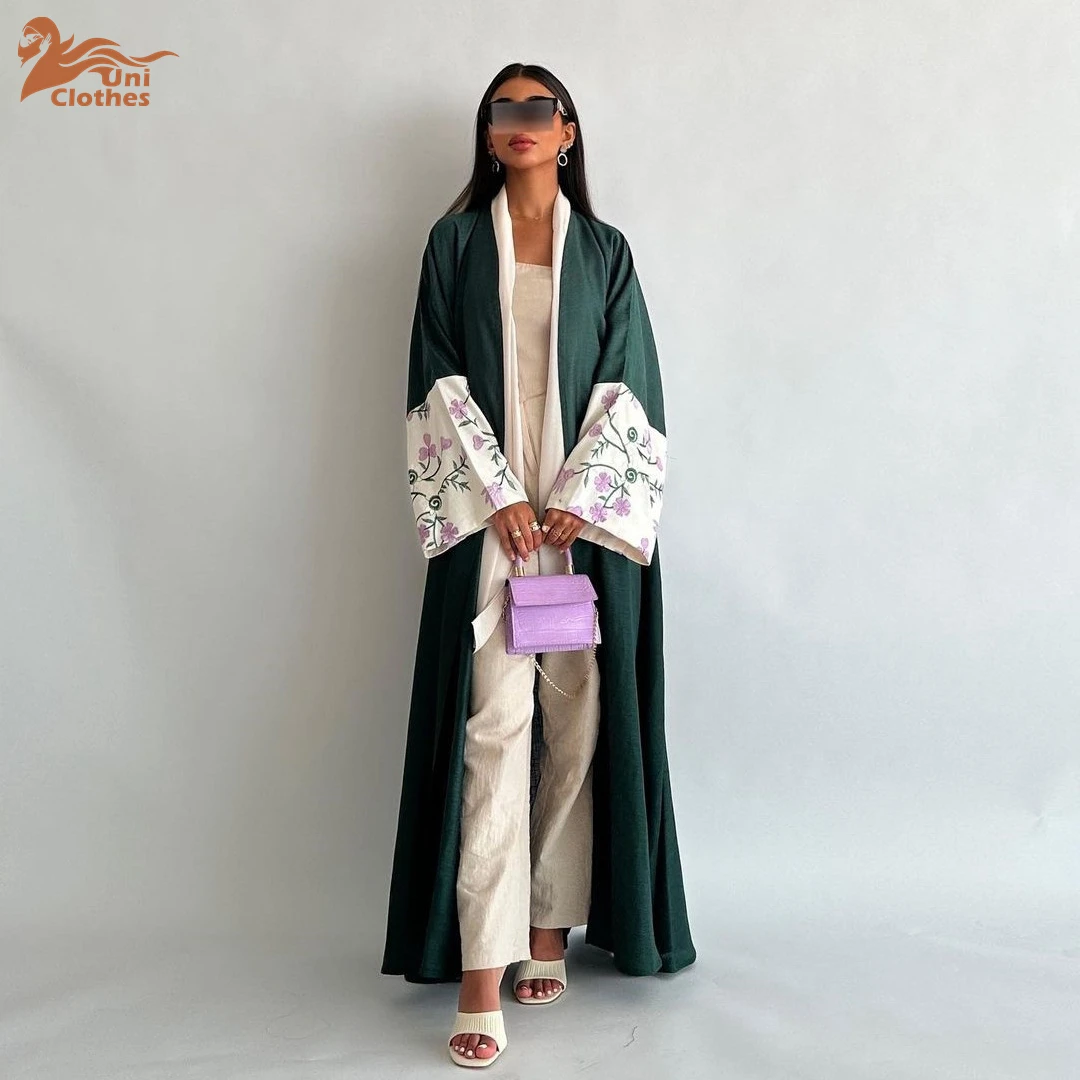 MQ136 Trend Knitted Cardigan Kimono Abaya Muslim Long Sleeve Maxi Dress