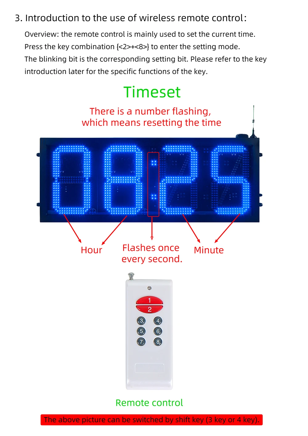 6inch 8888 Small LED Digital Clock - Time & Temperature Signs