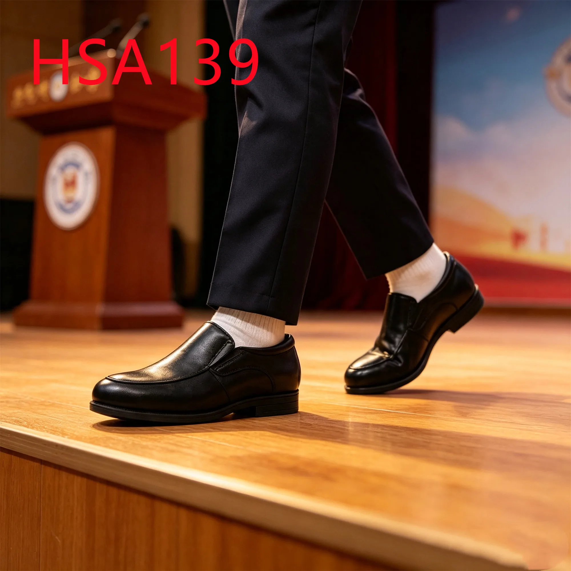 HY,School Anniversary Slip-on Hua Singh Kids/adult Leather Shoes Speech Contest Low-heel Full Grain Leather Uniform Shoes HSA139