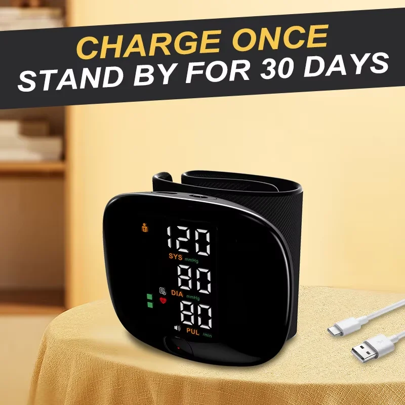 Automatic Electric Wrist Blood Pressure Monitor with Touchscreen LED Display Accurate Memory Function for Home Use