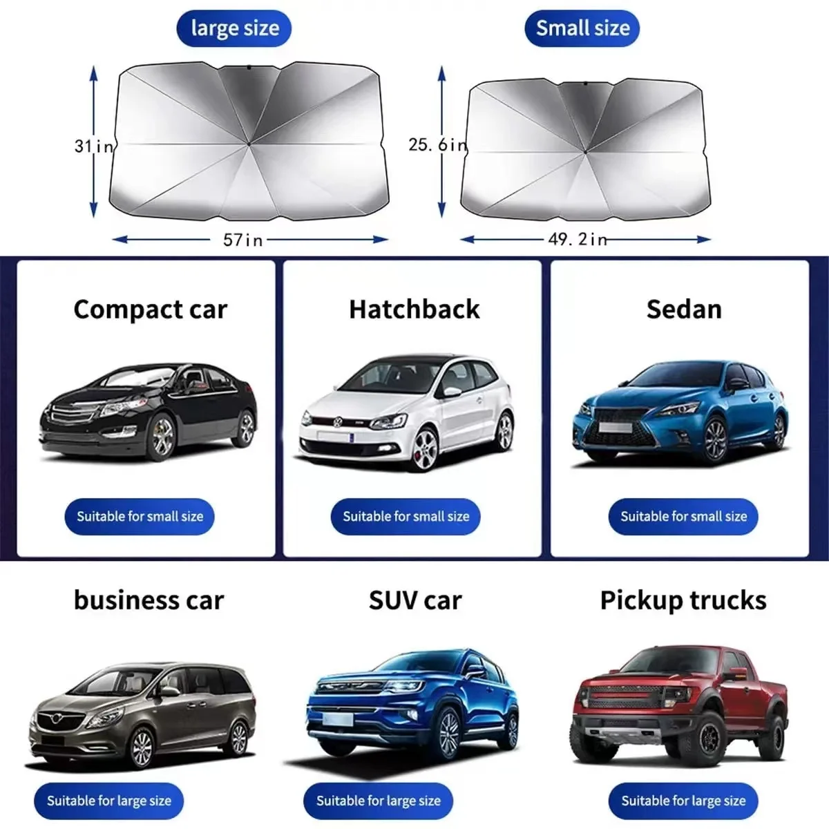 New Design Umbrella Sunshade For Car Portable Front Windshield Sunshade