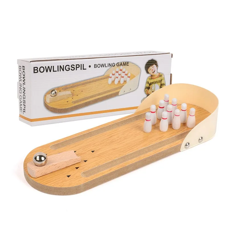 Mini Wood Tabletop Bowling Set for Home or Office Fun Desktop Game & Gag Gifts for Coworkers