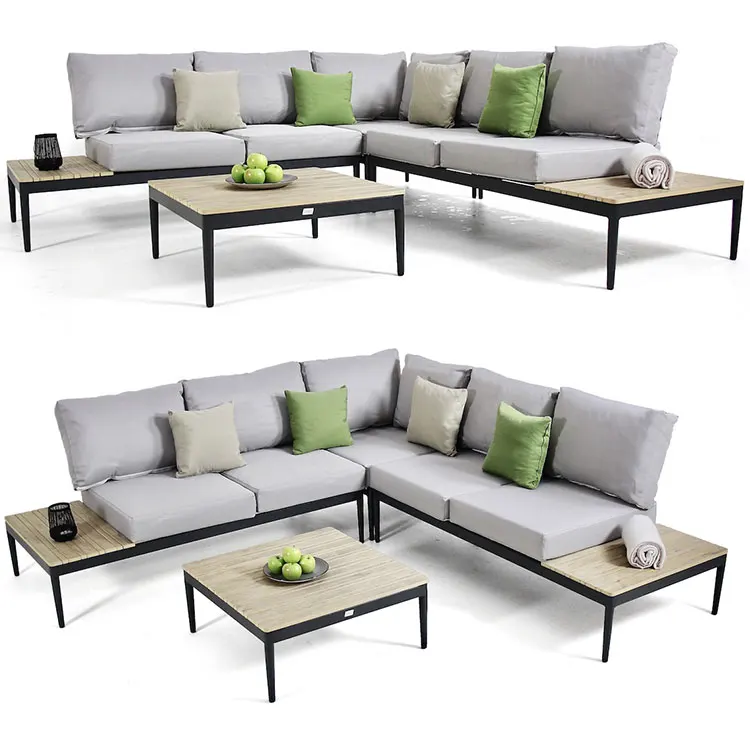 Modern L Shape Patio Sectional Corner Sofas Set Aluminum Furniture