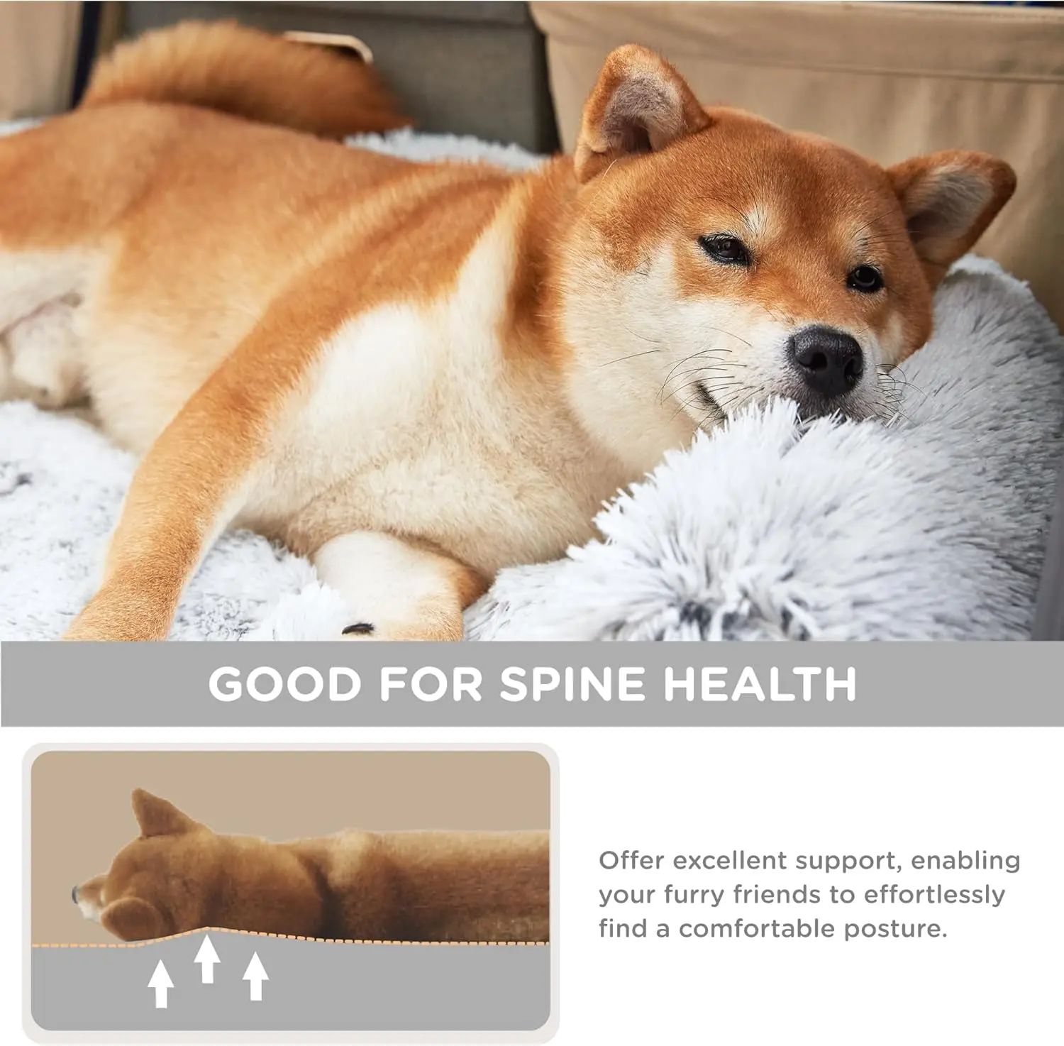 Large Human Dog Bed Human-Sized Big Dog Bed for Adults & Pets Giant Beanbag Bed with Washable Fur Cover, Blanket and Strap